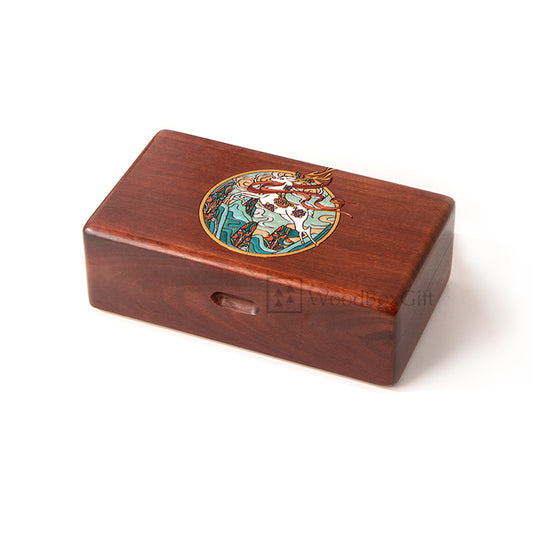 Holly Deer Wooden Jewelry Box Solid Wood Vintage Organizer