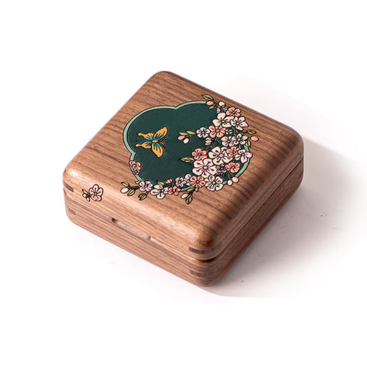 Butterfly & Flower Wooden Jewelry Box Vintage Earring Bracelet Necklace Box