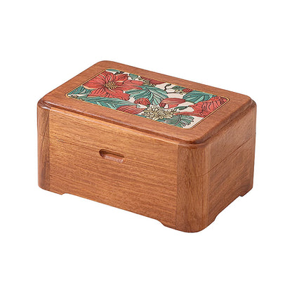 Flowers Wooden Jewelry Box Antique Style Multi partition