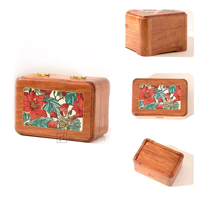 Flowers Wooden Jewelry Box Antique Style Multi partition