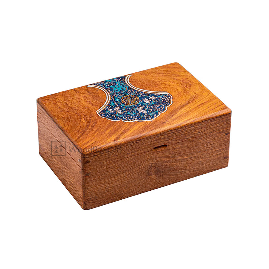 Floral Pattern Wooden Jewelry Box Folk Style Double Layer