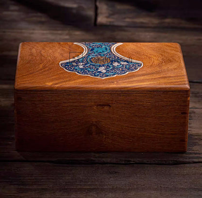 Floral Pattern Wooden Jewelry Box Folk Style Double Layer