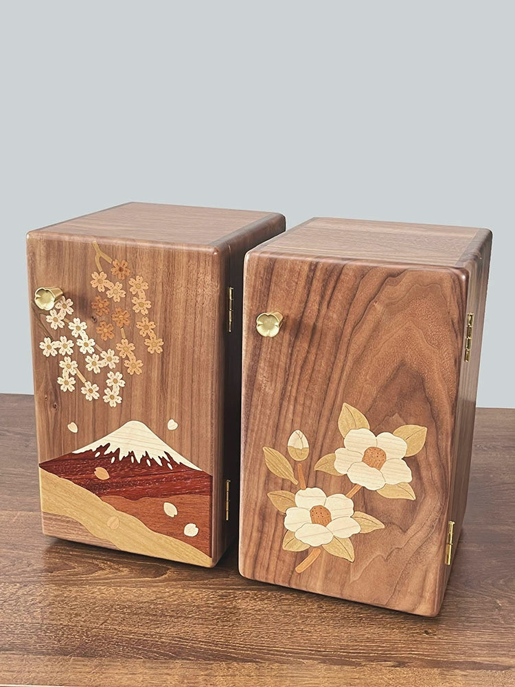 Camellia Sakura Large Wooden Jewelry Box Multi Drawers Standing Armoire