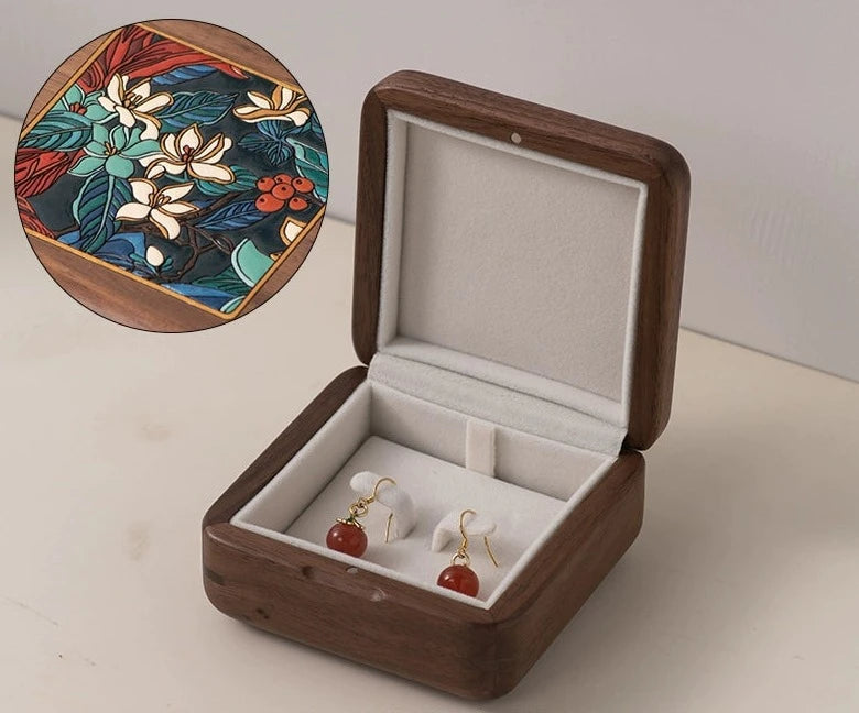 Blossoms Wooden Box Women Necklace Earring Bracelet Box